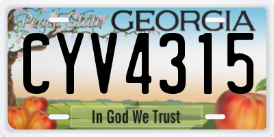 GA license plate CYV4315