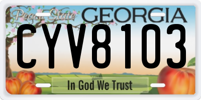GA license plate CYV8103