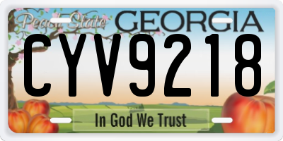 GA license plate CYV9218