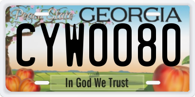 GA license plate CYW0080