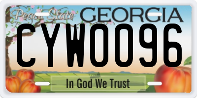 GA license plate CYW0096