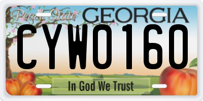 GA license plate CYW0160