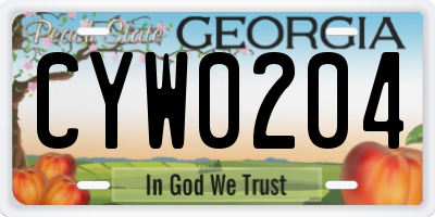 GA license plate CYW0204