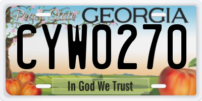 GA license plate CYW0270