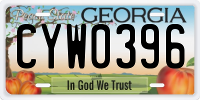 GA license plate CYW0396