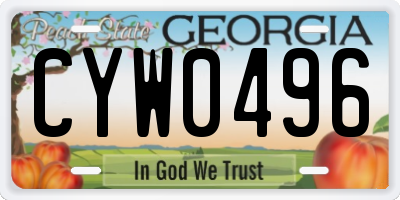 GA license plate CYW0496