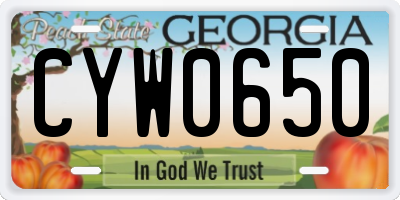 GA license plate CYW0650