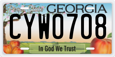 GA license plate CYW0708