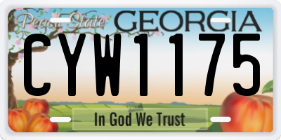 GA license plate CYW1175