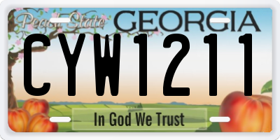 GA license plate CYW1211