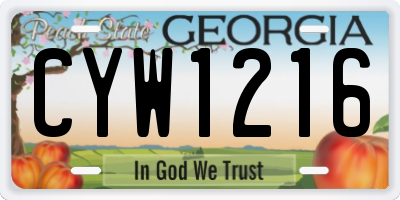 GA license plate CYW1216
