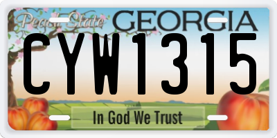GA license plate CYW1315