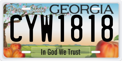 GA license plate CYW1818