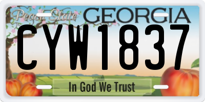 GA license plate CYW1837