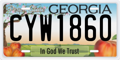 GA license plate CYW1860