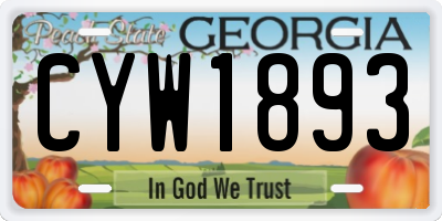 GA license plate CYW1893