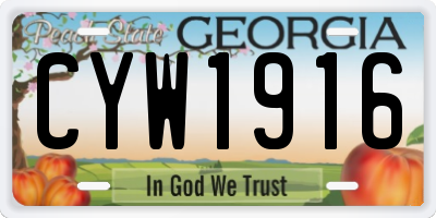 GA license plate CYW1916