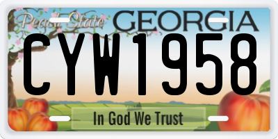 GA license plate CYW1958