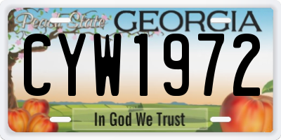 GA license plate CYW1972