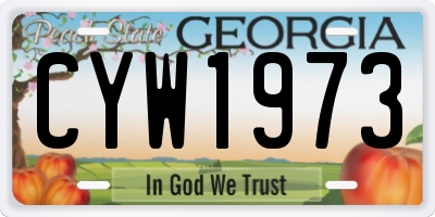 GA license plate CYW1973