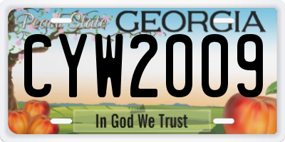 GA license plate CYW2009