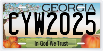 GA license plate CYW2025