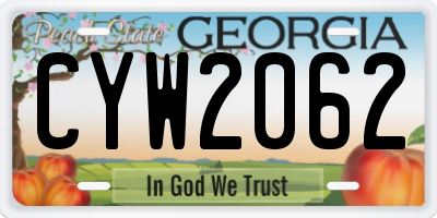 GA license plate CYW2062