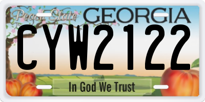 GA license plate CYW2122