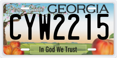 GA license plate CYW2215