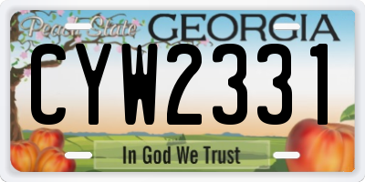 GA license plate CYW2331
