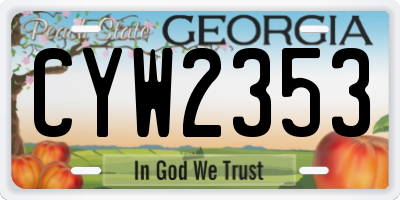 GA license plate CYW2353