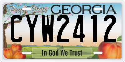 GA license plate CYW2412