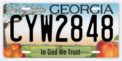 GA license plate CYW2848