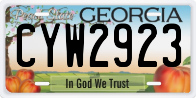 GA license plate CYW2923