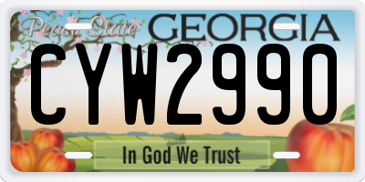 GA license plate CYW2990