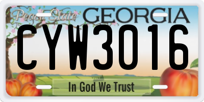 GA license plate CYW3016