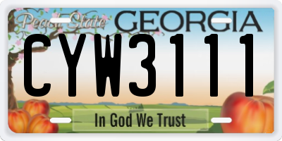 GA license plate CYW3111