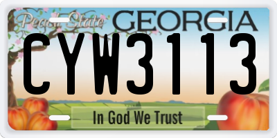 GA license plate CYW3113