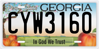 GA license plate CYW3160
