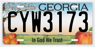 GA license plate CYW3173