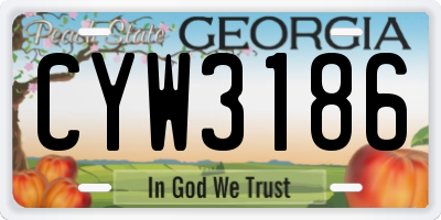 GA license plate CYW3186