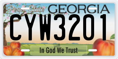GA license plate CYW3201