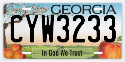 GA license plate CYW3233