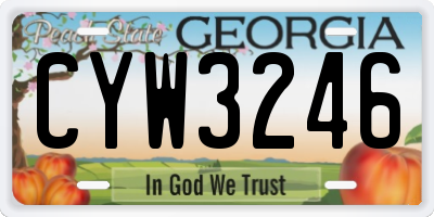GA license plate CYW3246