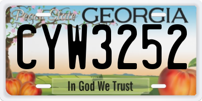 GA license plate CYW3252