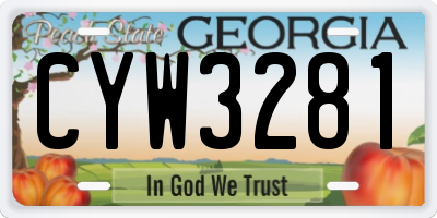 GA license plate CYW3281