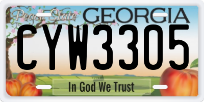 GA license plate CYW3305