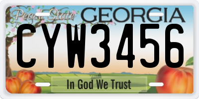 GA license plate CYW3456