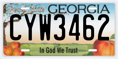 GA license plate CYW3462
