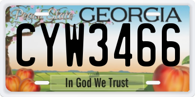 GA license plate CYW3466